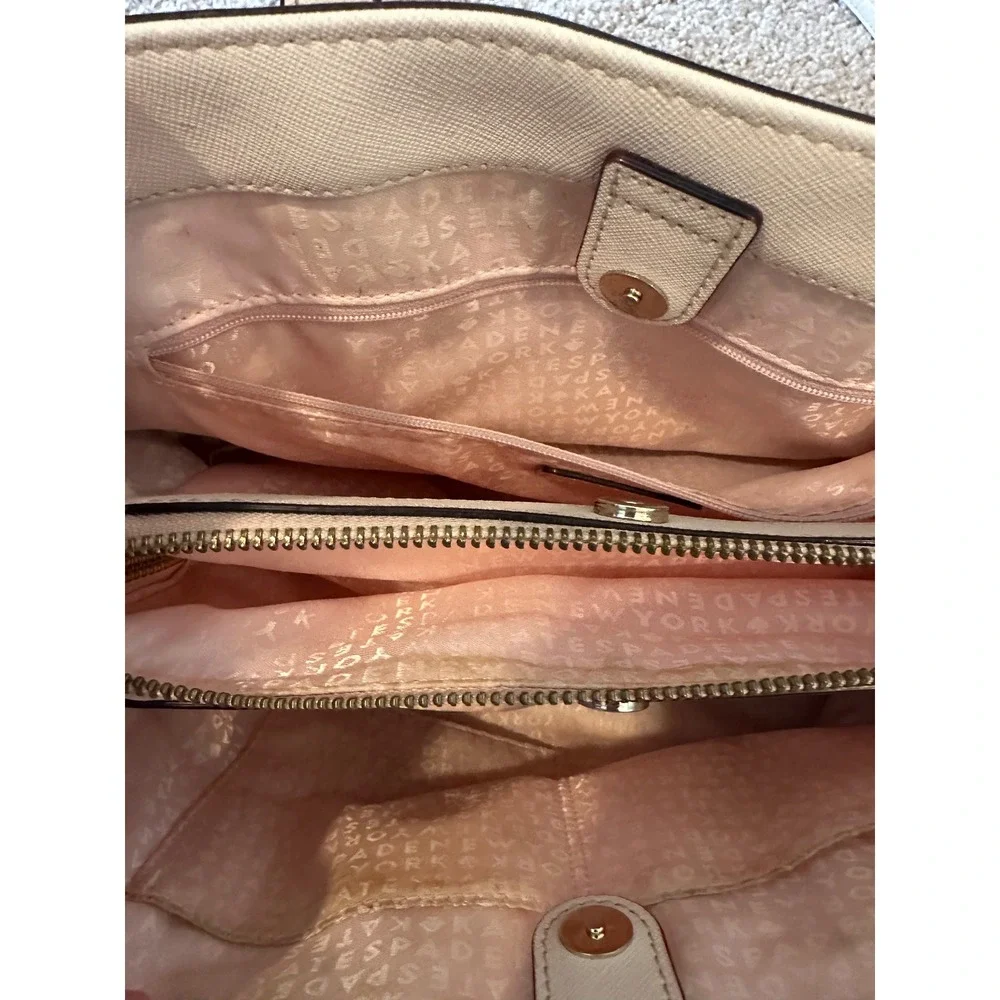 Kate Spade New York Laurel‎ Way Reese Saffiano Leather Satchel Bag Cream Beige